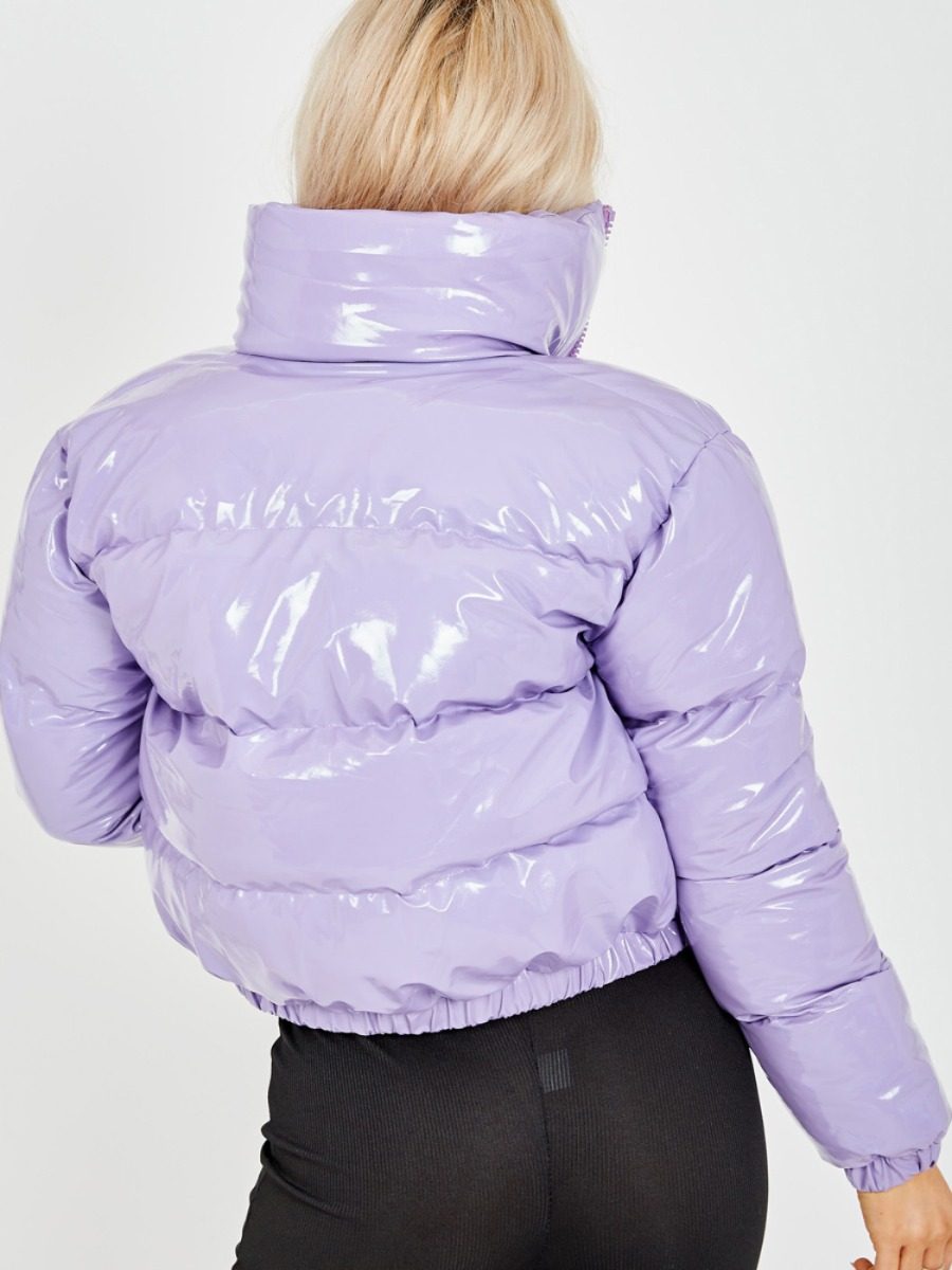 Emilia PVC Leather Cropped Puffer Jacket In Lilac – Vivichi Limited